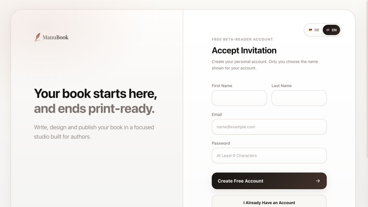 Registration for Mara Feld's free beta-reader account